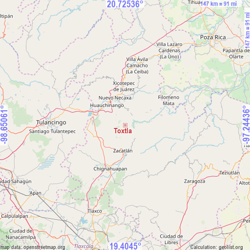 Toxtla on map