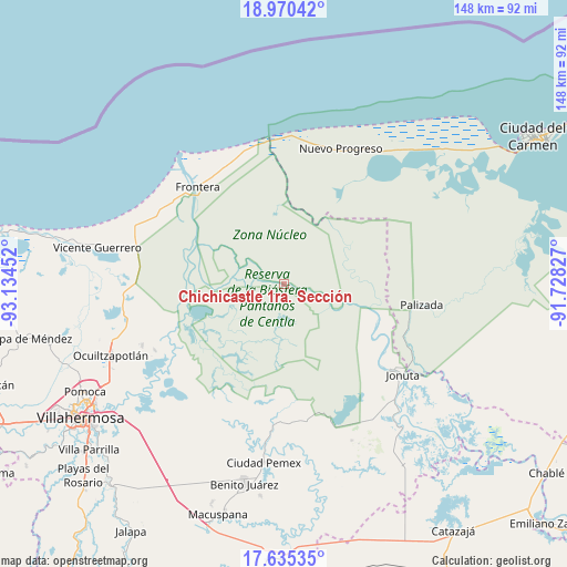 Chichicastle 1ra. Sección on map