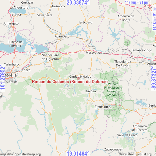 Rincón de Cedeños (Rincón de Dolores) on map