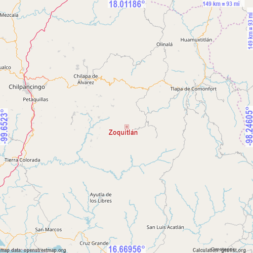 Zoquitlán on map