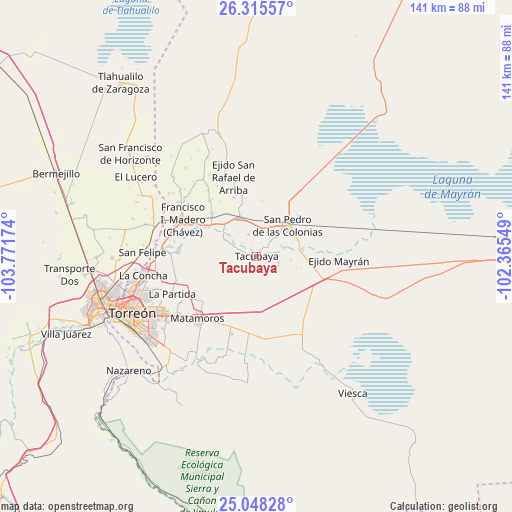 Tacubaya on map