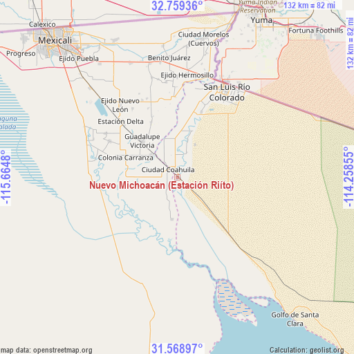 Nuevo Michoacán (Estación Riíto) on map