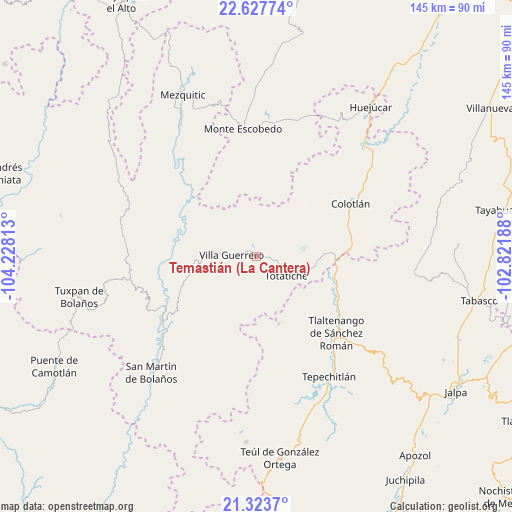 Temastián (La Cantera) on map