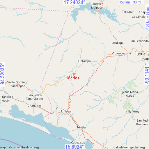 Mérida on map