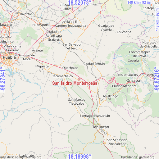 San Isidro Monterrosas on map