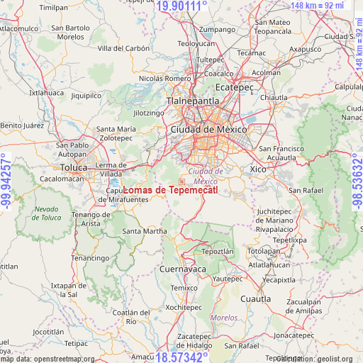 Lomas de Tepemecatl on map