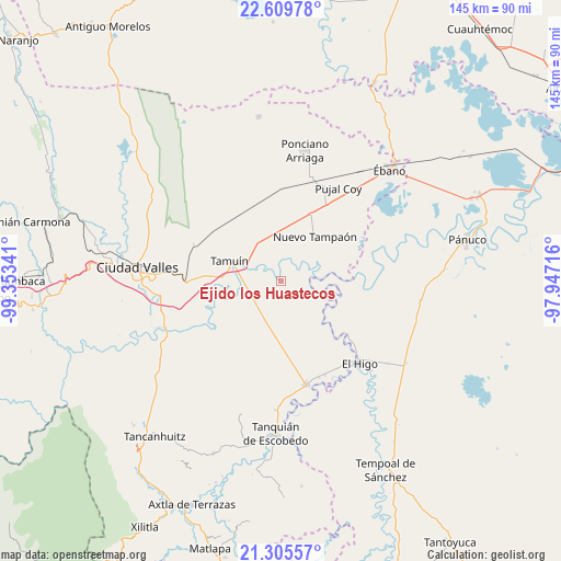 Ejido los Huastecos on map