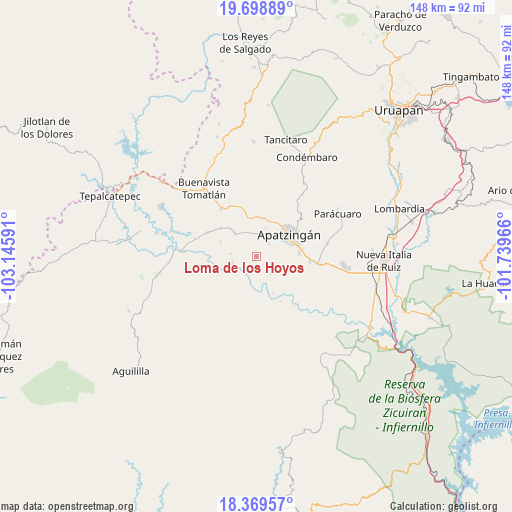 Loma de los Hoyos on map
