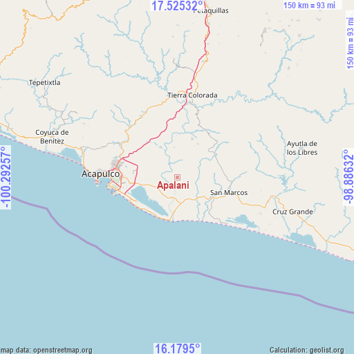 Apalani on map