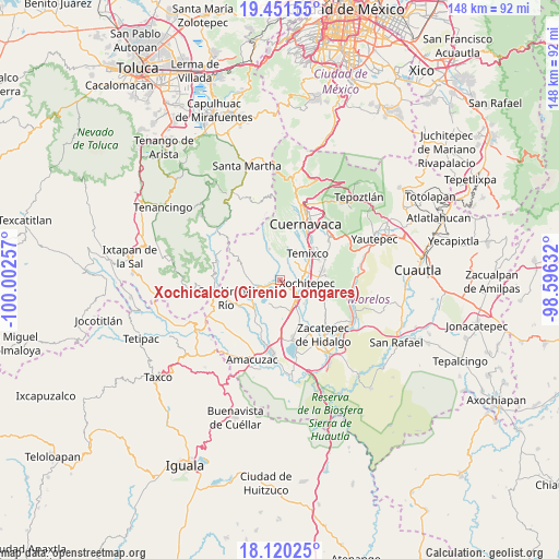 Xochicalco (Cirenio Longares) on map
