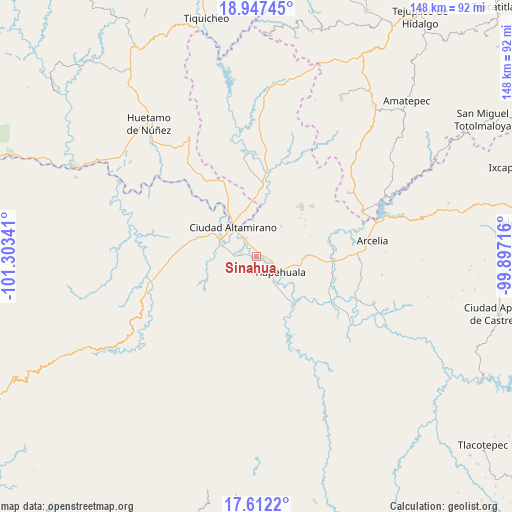 Sinahua on map