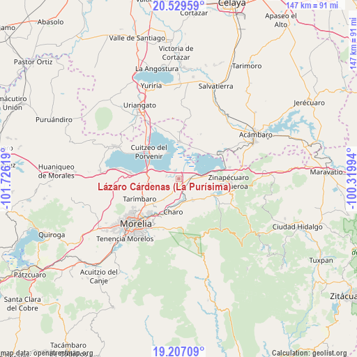 Lázaro Cárdenas (La Purísima) on map