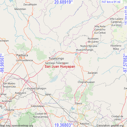 San Juan Hueyapan on map