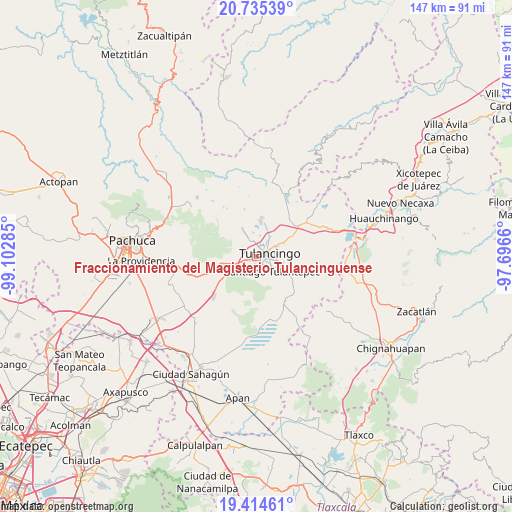 Fraccionamiento del Magisterio Tulancinguense on map