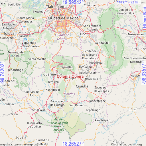 Colonia Obrera on map