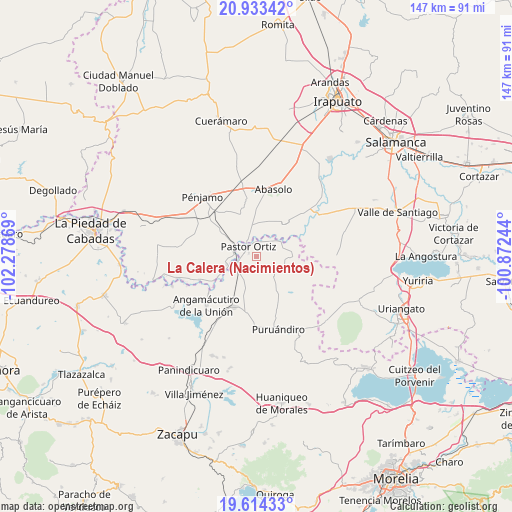 La Calera (Nacimientos) on map