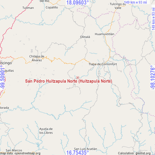 San Pedro Huitzapula Norte (Huitzapula Norte) on map
