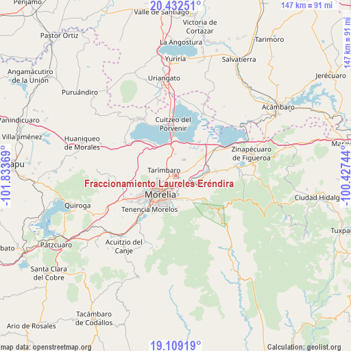 Fraccionamiento Laureles Eréndira on map