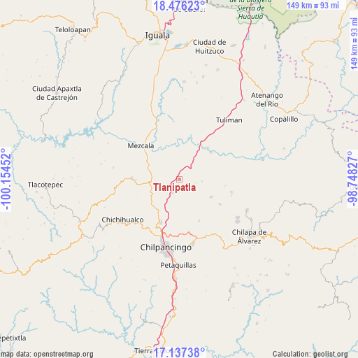 Tlanipatla on map