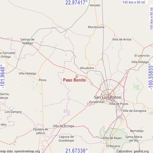 Paso Bonito on map