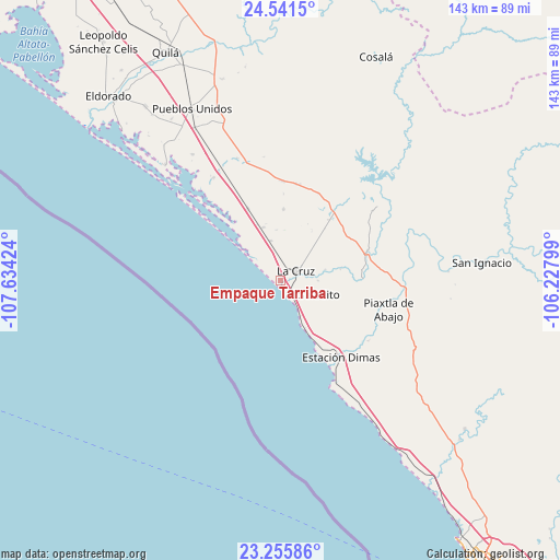 Empaque Tarriba on map