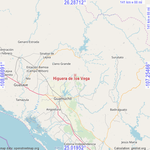 Higuera de los Vega on map