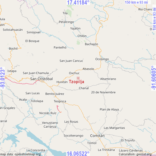 Tzopilja on map