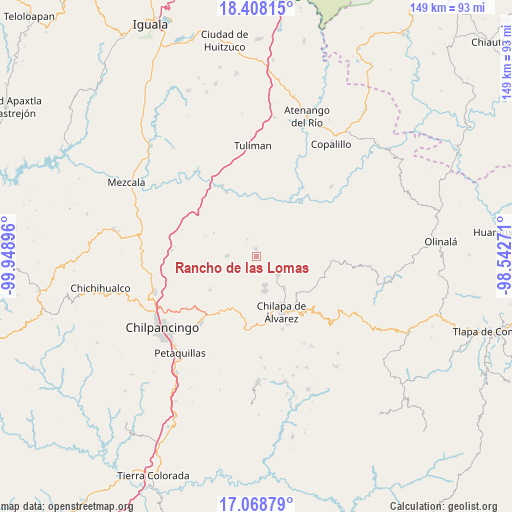 Rancho de las Lomas on map