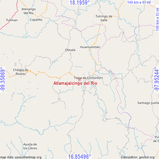 Atlamajalcingo del Río on map
