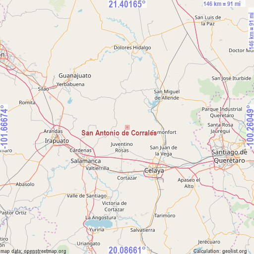San Antonio de Corrales on map