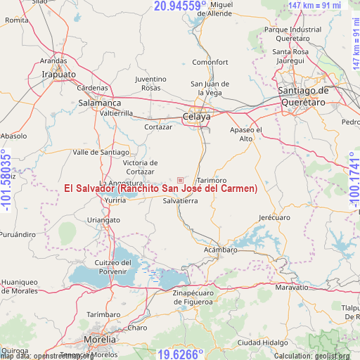 El Salvador (Ranchito San José del Carmen) on map
