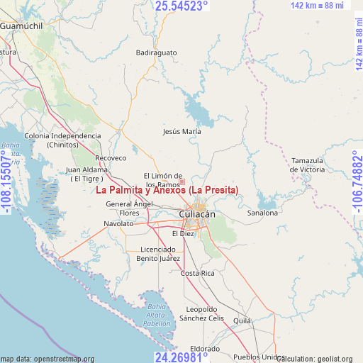 La Palmita y Anexos (La Presita) on map