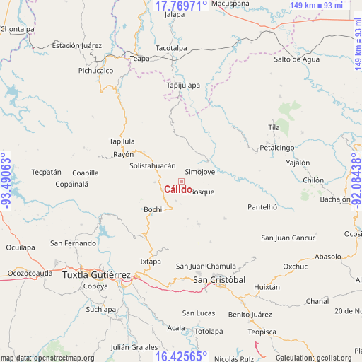 Cálido on map