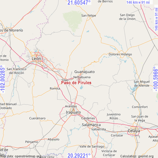 Paso de Pirules on map