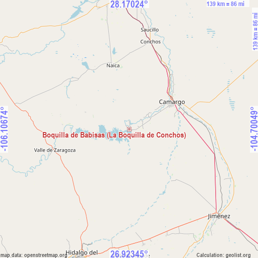 Boquilla de Babisas (La Boquilla de Conchos) on map
