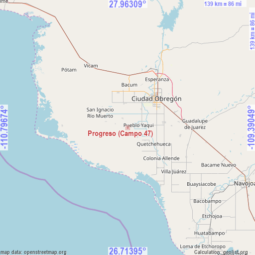 Progreso (Campo 47) on map