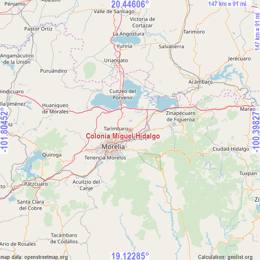 Colonia Miguel Hidalgo on map