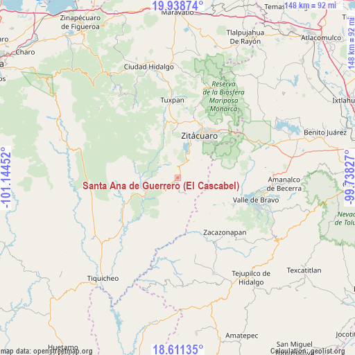 Santa Ana de Guerrero (El Cascabel) on map