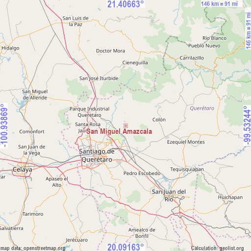 San Miguel Amazcala on map