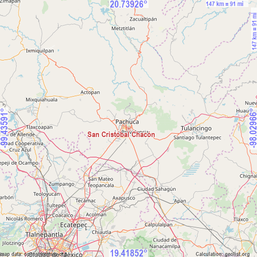 San Cristóbal Chacón on map