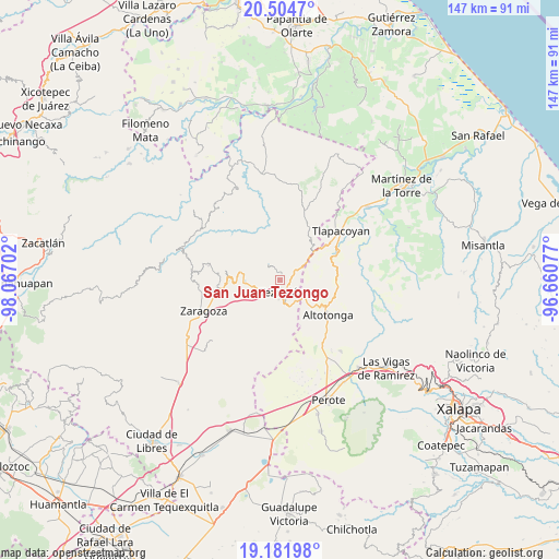 San Juan Tezongo on map