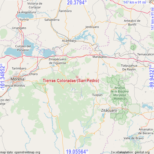 Tierras Coloradas (San Pedro) on map