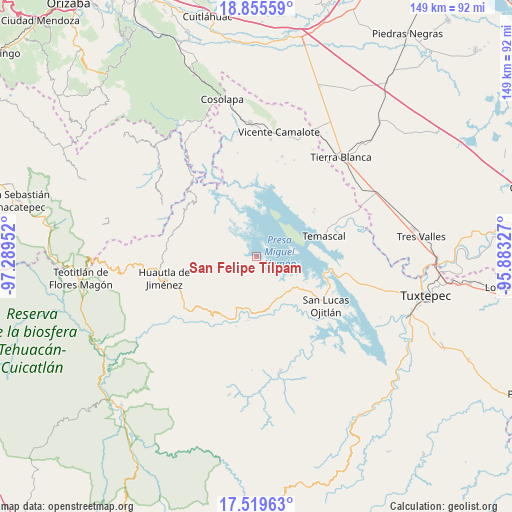 San Felipe Tílpam on map