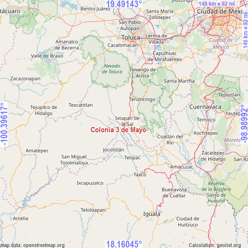 Colonia 3 de Mayo on map