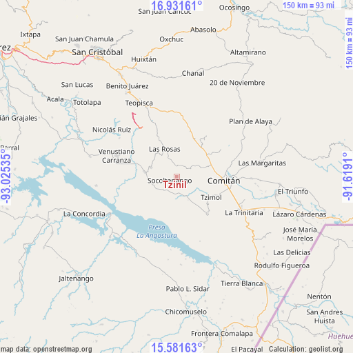 Tzinil on map