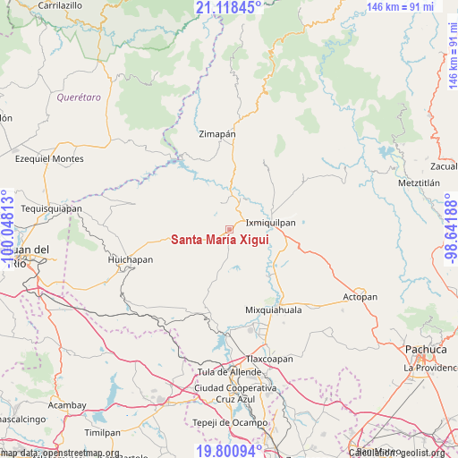 Santa María Xigui on map