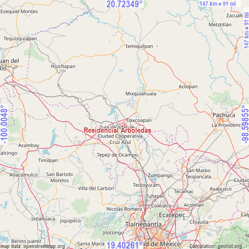 Residencial Arboledas on map