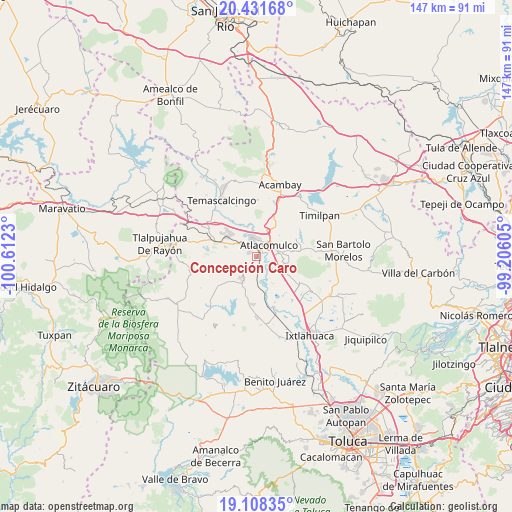 Concepción Caro on map