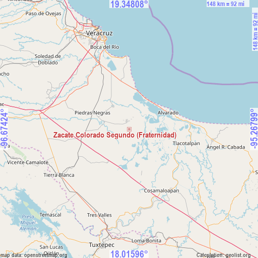 Zacate Colorado Segundo (Fraternidad) on map
