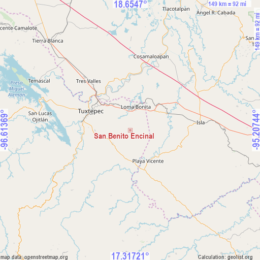 San Benito Encinal on map